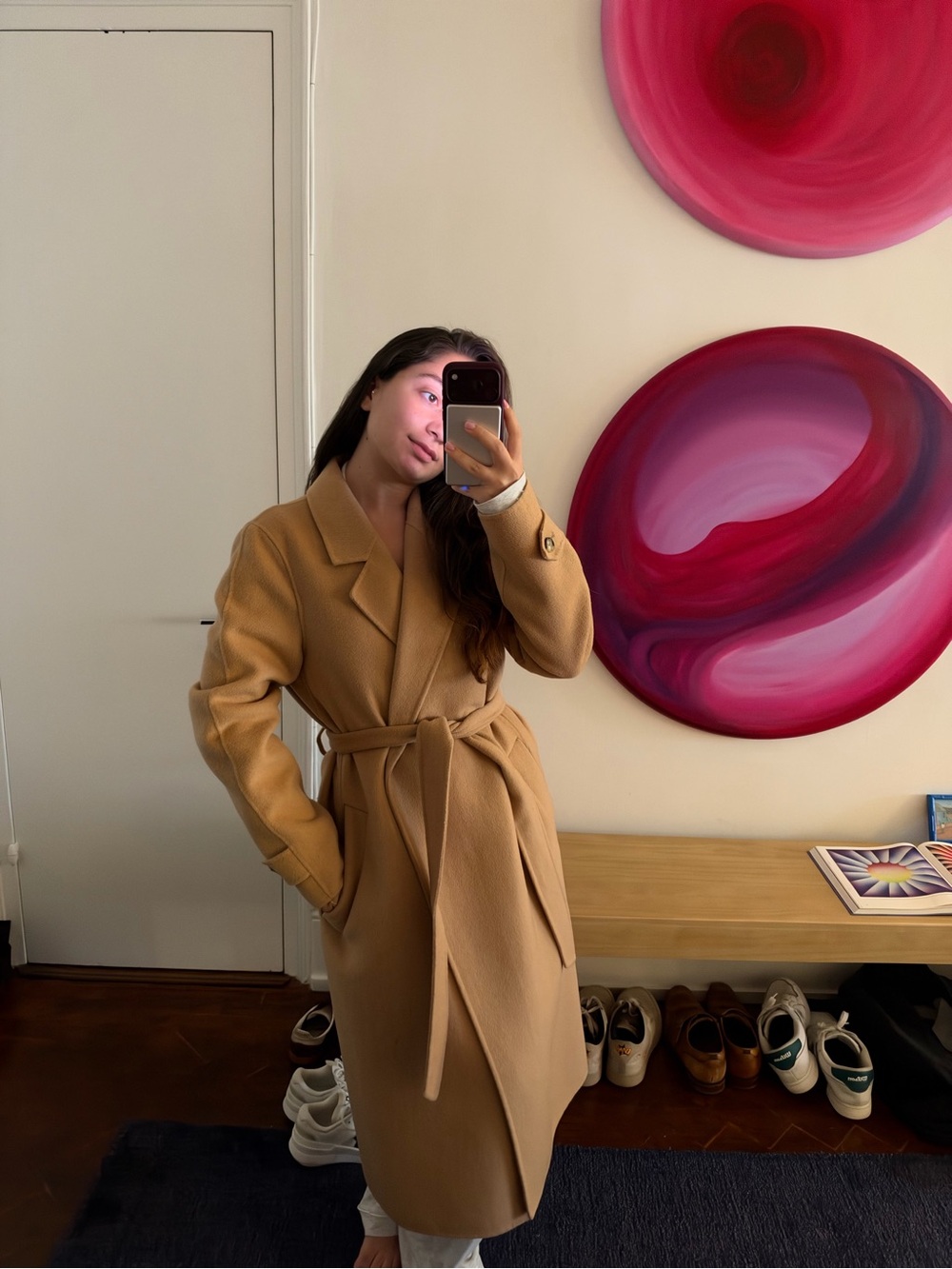 Reiss Camel Wrap Belted Wool-Blend Coat